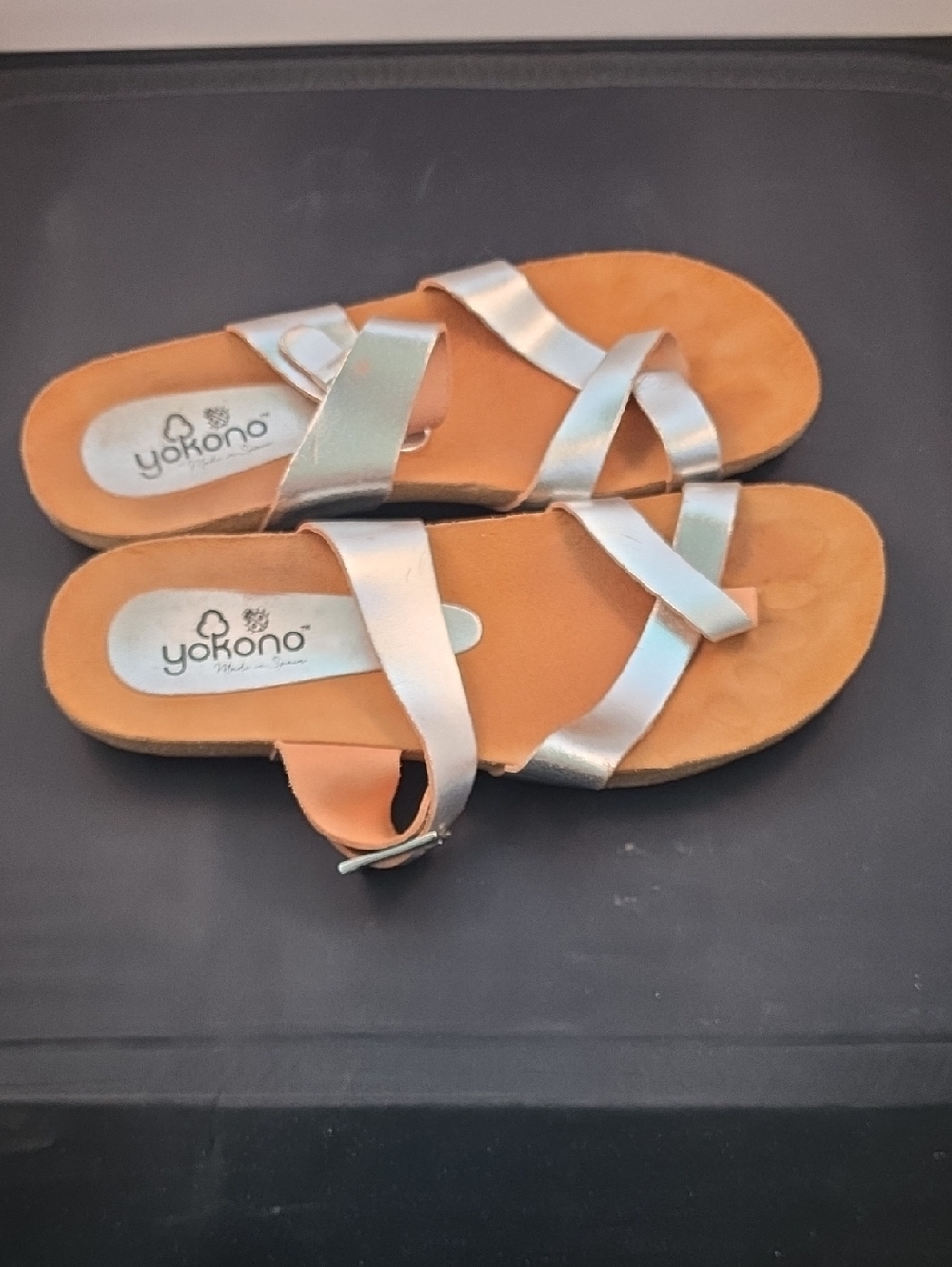 Yokono Ibiza Silver Leather Sandals